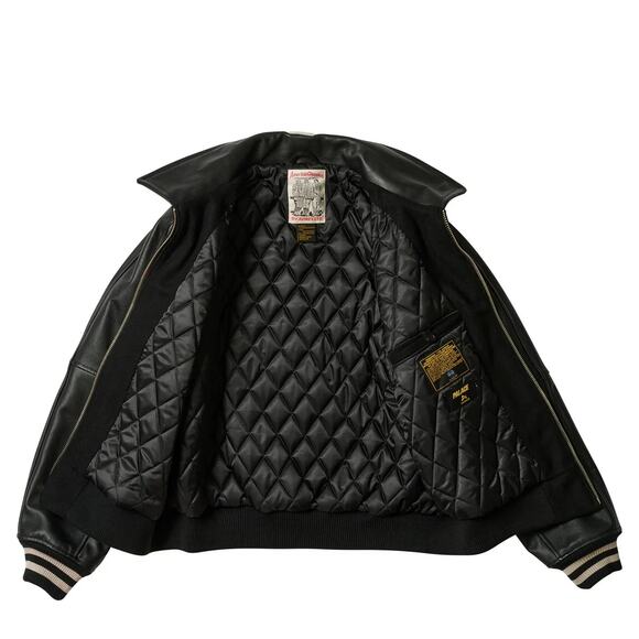 Palace x Avirex Jacket Black Leather Size Large - Picture 2 of 8